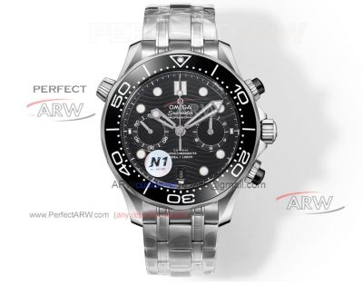 Replica N1 Factory Omega Seamaster 300m black dial stainless steel men's watch 